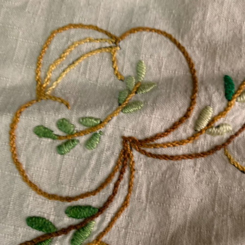 Handmade folk art embroidery used