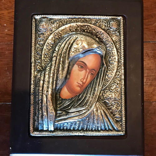 Christian icons from Mount Athos used, 925 silver with gold plating