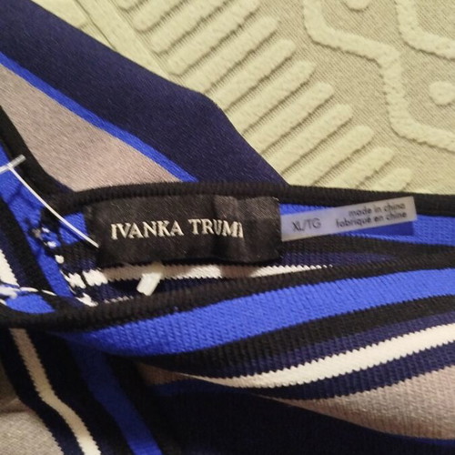 Ivank Trump wrap dress like new, knit, black and blue stripes