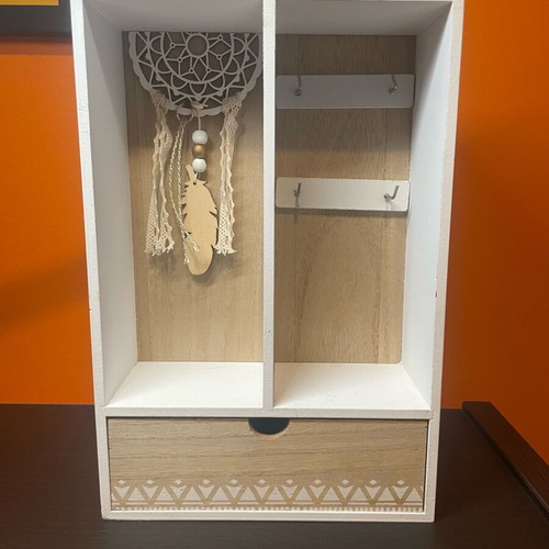 Wooden jewelry box like new with dreamcatcher and drawer