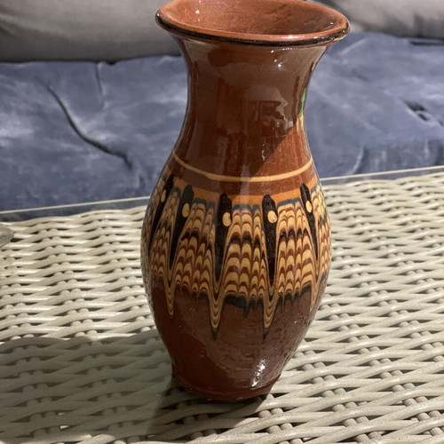 Handmade traditional clay vase with character
