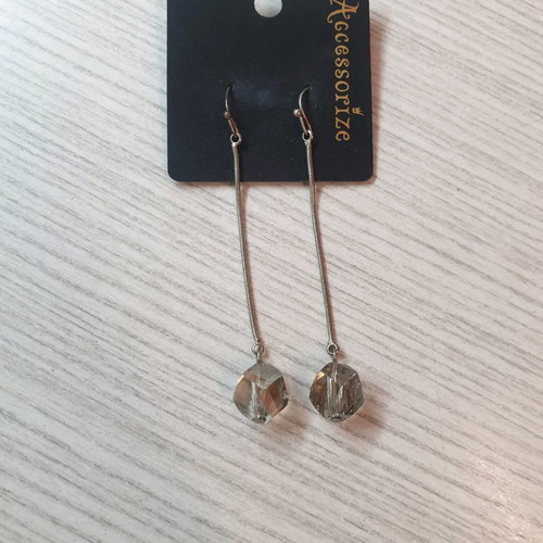 Accessorize earrings silver with transparent grey bead