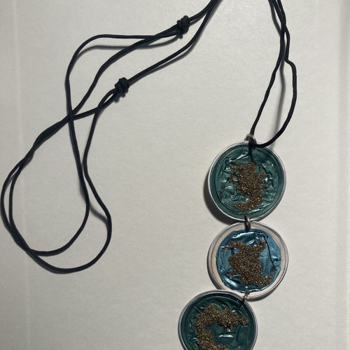 Upcycled Handmade Necklace with Coffee Capsules, Gold Glitter & Crystals
