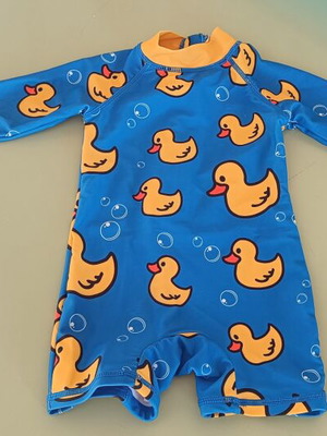 Baby Swimsuit UPF 50+ Yellow Ducks Size 74cm 6-12 Months Like New