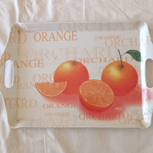 Serving tray used melamine with orange design