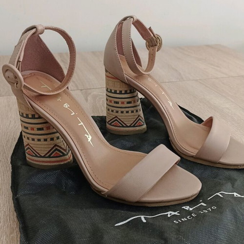 Tabita sandals like new with ethnic heel, size 37, beige