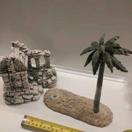 Decorative aquarium rocks used with ancient ruins and palm tree design