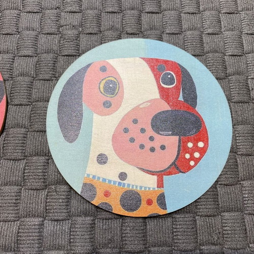 Wooden coasters set of 6 with dog designs new