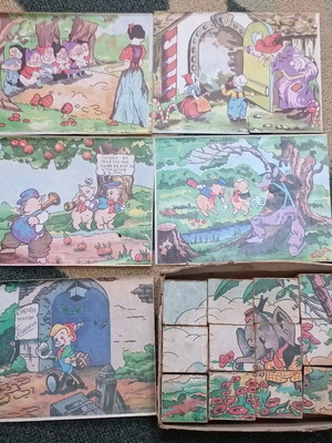 Vintage cubes with different pictures from 1978, used