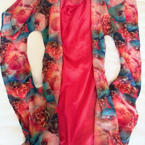 Calzedonia kimono mini dress used, tropical, colorful, transparent sleeves
