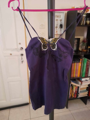Miss Sixty vintage Y2K purple top with butterfly patch, XS/S