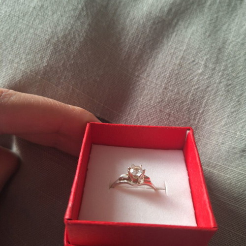 Silver 950 ring with zirconia, handmade solitaire