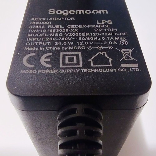 Power Supply 12V 2A 24W New Sagemcom CS50001 Adapter