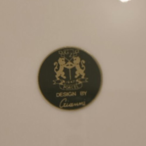 Serving platter used white with blue gold design diameter 30cm
