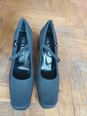 Prada fabric pumps with strap like new, gray, size 37