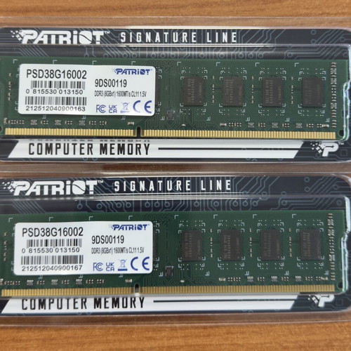 Patriot DDR3 8GB RAM new, pack of 2 (PSD38G16002)