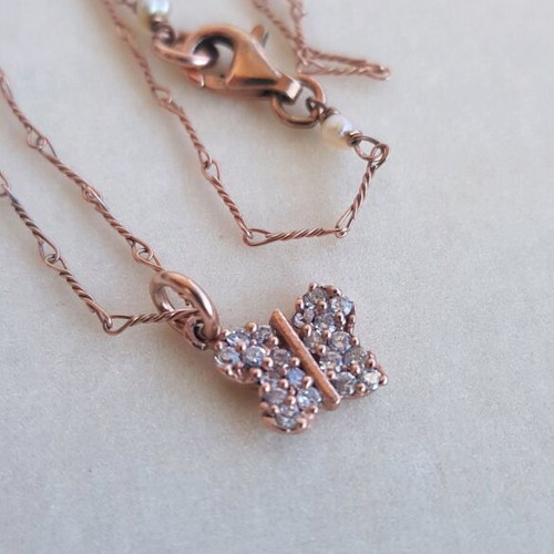 Silver 925 necklace rose gold plated used, length 78 cm