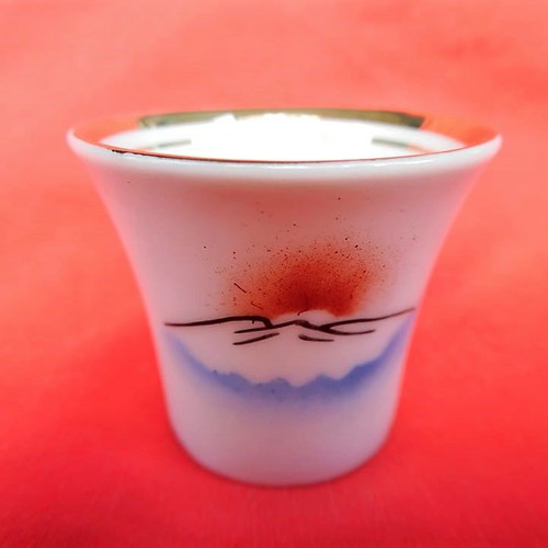 Handmade porcelain Japanese sake set from the 1940s