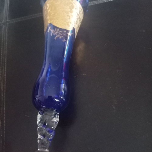 Set of crystal gilded vases used, 1960s