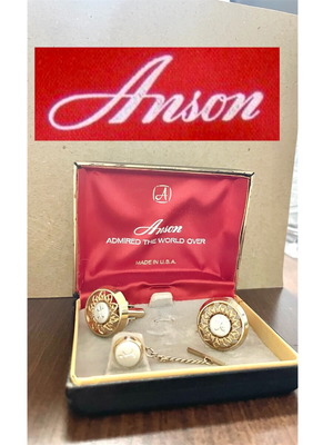 Anson vintage ανδρικά μανικετόκουμπα και καρφίτσα γραβάτας χρυσά 1970 σαν καινούργια
