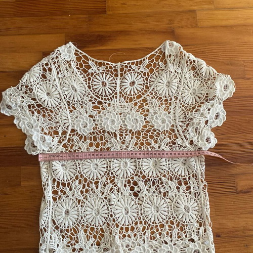 Crochet transparent top size Small like new, beige