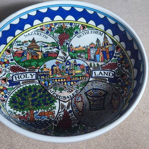 Handmade ceramic bowl Holy Land like new, Armenian art