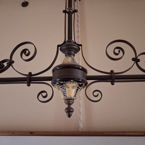 Chandelier with brass elements like new, period 1910 from Prague