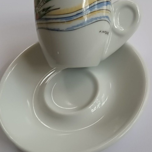 Lumidis Coffee Cup and Saucer Set with D. Mytaras Signature like new