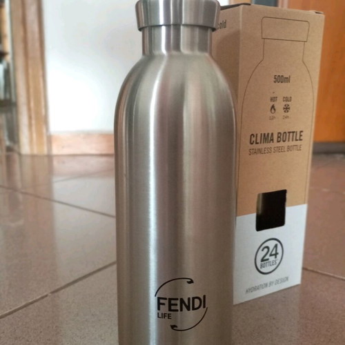 FENDI metal water bottle new collaboration with 24Bottles