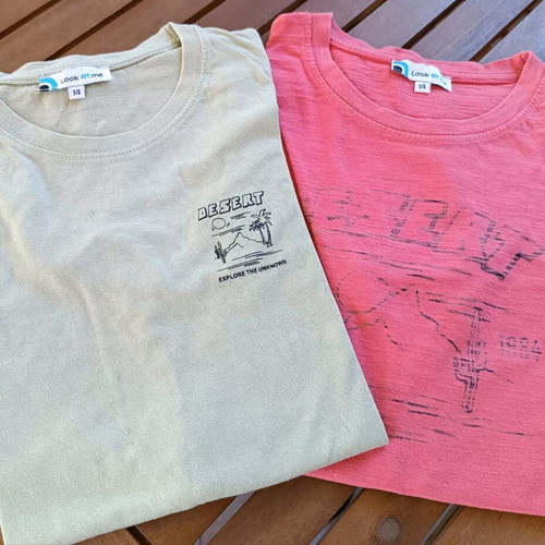 T-shirts used pack of 3 for boys 12-14 years, pink and green colors