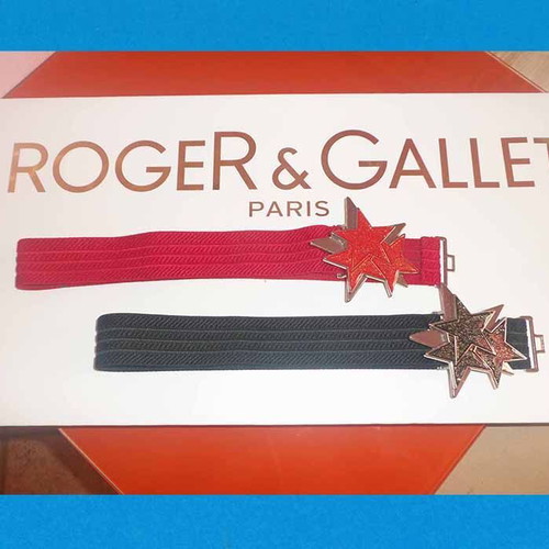 Women's elastic fabric belts with star buckle used, 70 cm length, set of 2