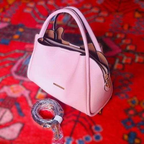 BESSIE Pink Handbag with Gold Details New