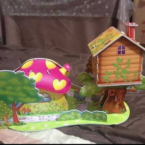 Assembled cardboard house used, children's toy