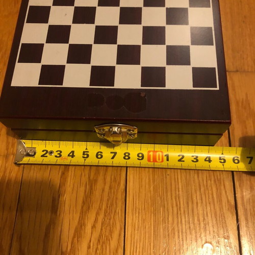 Bar accessories set with miniature chess in wooden case like new