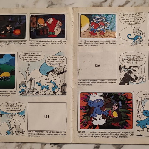 The Smurfs Panini sticker album used, 148 of 180 stickers