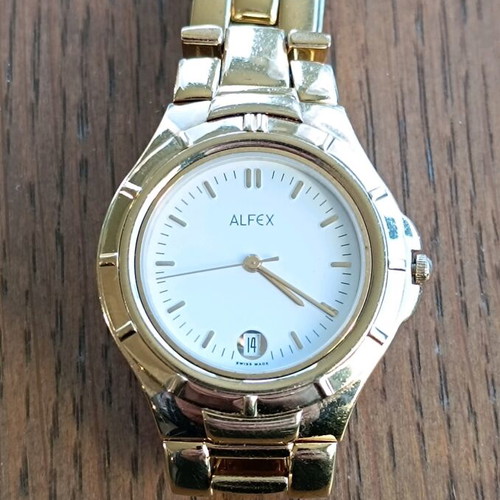 Alfex gold-plated Swiss watch used