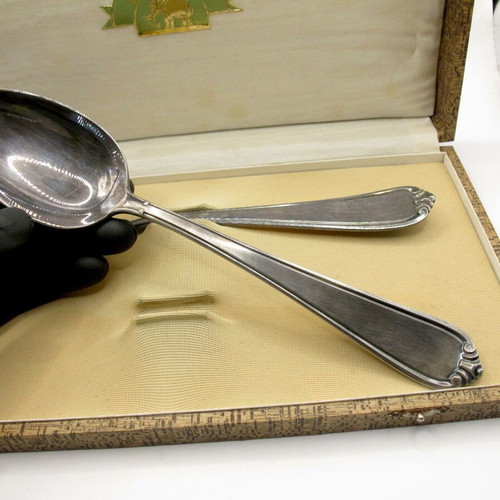 Wellner Silver Plated Serving Set Spoon and Fork like new in Original Box 1934-1945