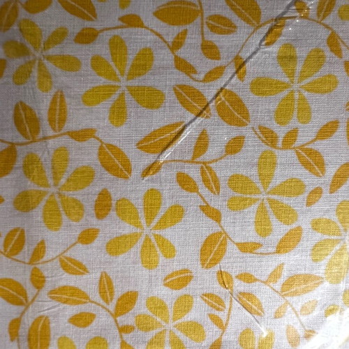 Cotton curtain set new, white with yellow flowers