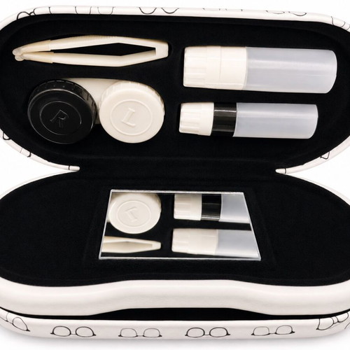 Glasses and Contact Lens Case Twin new, white with accessories
