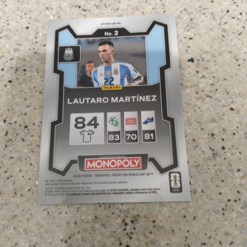 Lautaro Martinez Monopoly FIFA football card new