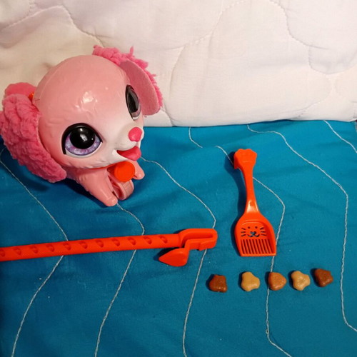 Hasbro FurReal Poopalots Lil Wags Poodle pink dog used