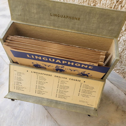 Linguaphone Institute English learning system used with 16 vinyl records and 3 books