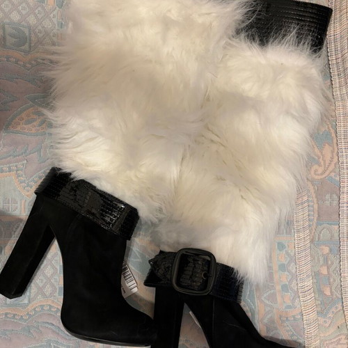 Galliano special edition boots new with eco fur and leather