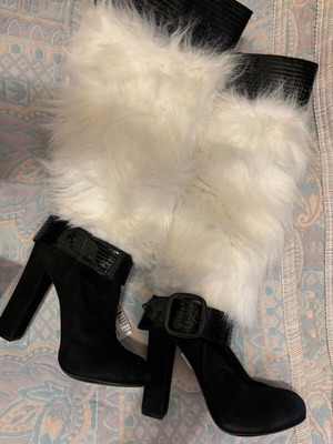 Galliano special edition boots new with eco fur and leather