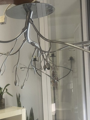 Modern ceiling light with chrome metal frame, branch design