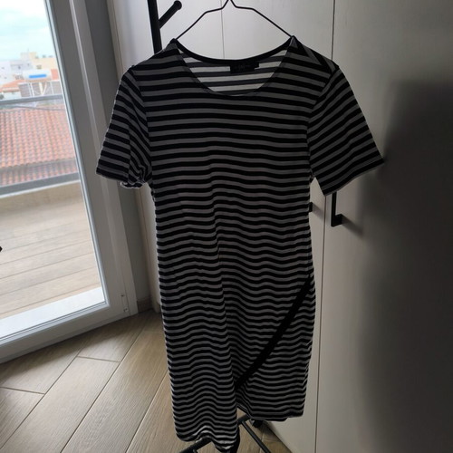 Black and white elastic mini dress like new, cotton, size L