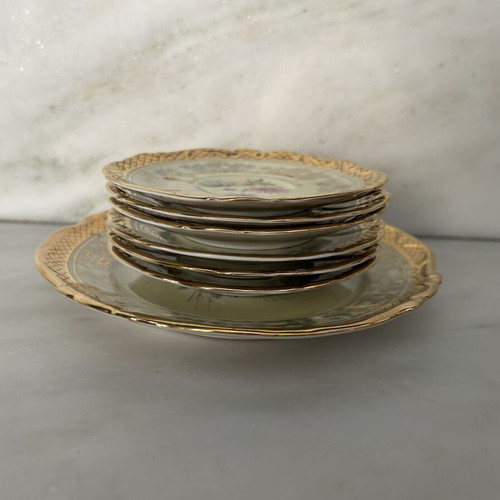 Vintage Bareuther Waldsassen Bavaria porcelain plates and platter