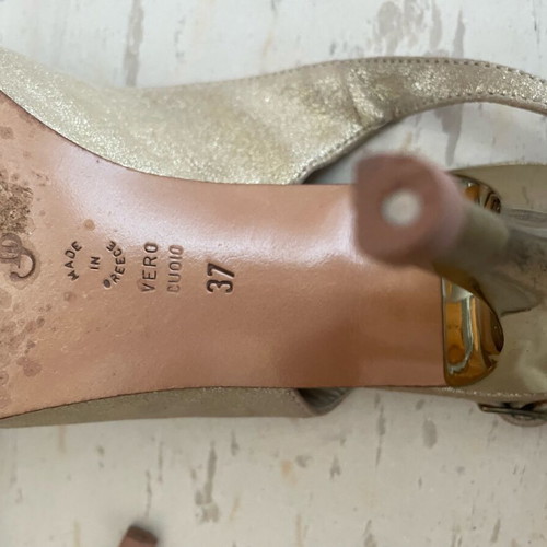 J Bournazos gold sandals like new, 10cm heels, size 37