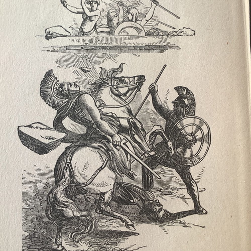 Death of King Pyrrhus of Epirus woodcut used 1870