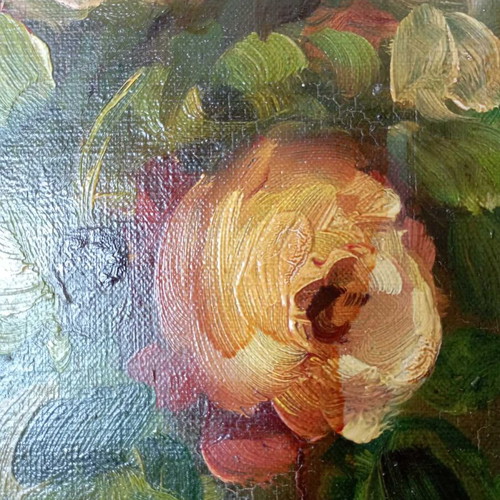 Authentic oil painting paste technique new with wooden frame